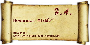 Hovanecz Aldó névjegykártya